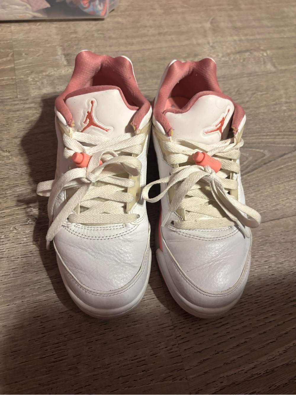 Jordan White & Pink Low-Top Retro Sneakers - Picture 1 of 4